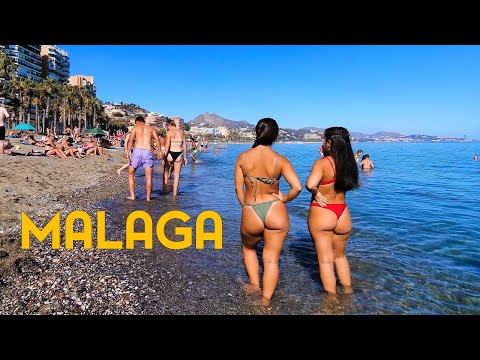 Beach Walk Malaga Playa Malagueta | Spain 2023 [4K]