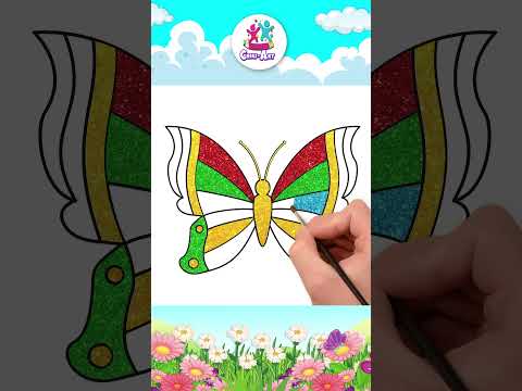 Glitter Butterfly Drawing for Kids #shorts #drawingforkids #easydrawings