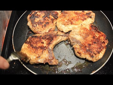 How to BBQ Bone in Pork Chops in a Frying Pan ~ Easy