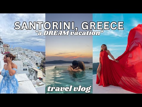 SANTORINI GREECE VLOG *aka my DREAM vacation* 🇬🇷☀️ // Stunning views, boat day + flying dress photos