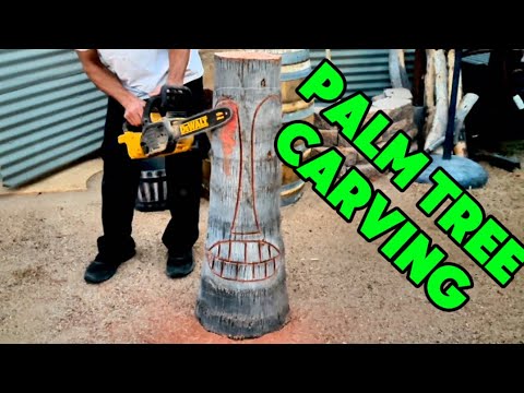 Chainsaw carving ￼￼palm tree ￼