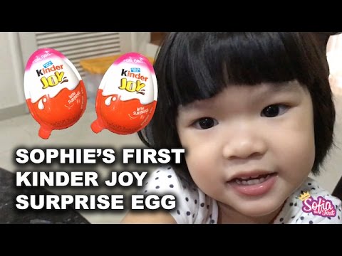 Sophie's first Kinder Joy Surprise Egg - She opened 2 eggs