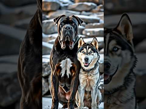 🐾✨ Dog Fusion: Transforming ane Corso & Siberian Husky 💕 | Corsky 🐶❄️#hybrid #dogshorts #dogs