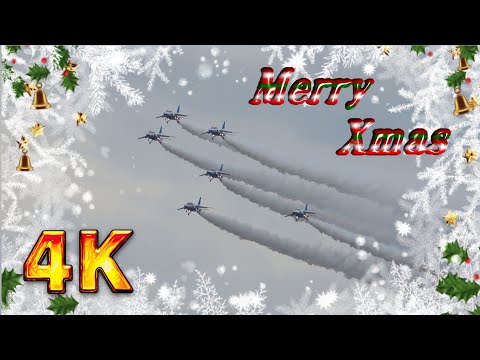 【4K】大空に輝く大きなイルミネーション！！ブルーインパルス『クリスマスツリーローパス』（クリスマス特別）【岐阜基地】