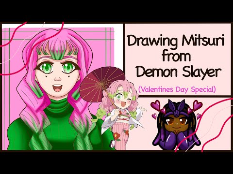 Drawing Mitsuri from Demon Slayer! Valentines Day Special