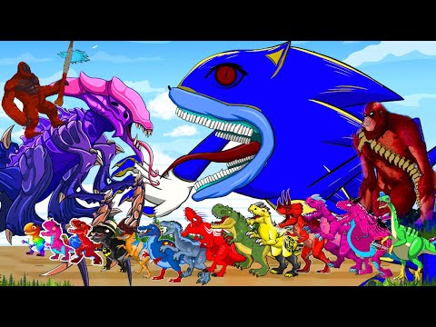 Godzilla, Evolution Kong, & Skar King BABY S-Rex Jurassic: DINOSAURS Death? SONIC Crossing Animation