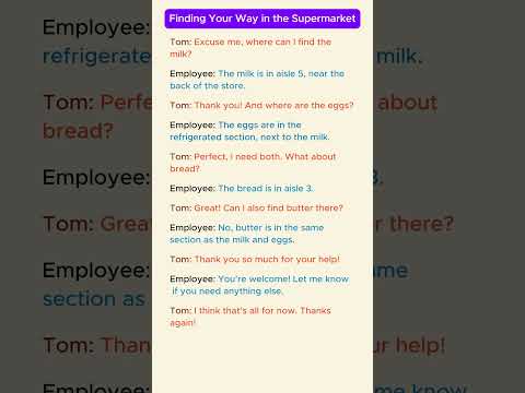 English conversation on the topic of finding items in the supermarket. #shorts