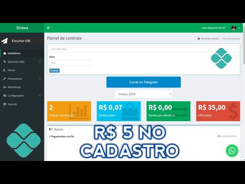 NOVO ENCURTADOR DE LINK PAGANDO R$ 5 NO CADASTRO : RENDA EXTRA