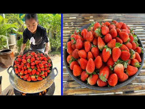 Yummy Strawberry cooking - Country girl cooking delicious food - Cooking with Sreypich