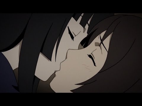 Shot on iphone meme but it's anime Lesbian kiss