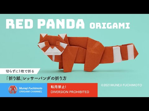 「折り紙」レッサーパンダ（red panda origami）の折り方