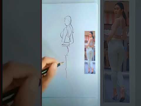 The sketch effect of a sexy woman highlights the effect of the buttocks #sketch #sexywoman #buttocks