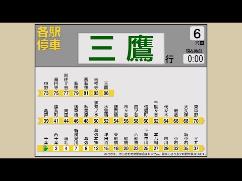 Train Announcements of JR Chūō-Sōbu Line (Local) from Chiba to Mitaka with "Train Vision"