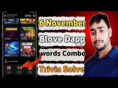 Blove Dapp daily Activity Today | 6 November blove trivia challenge & words guess combo | BLove