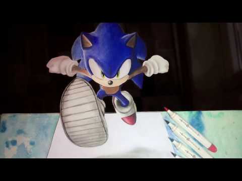 Speed Drawing Sonic the Hedgehog 3D Art