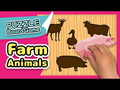 Farm Animals | Puzzle Board Game with Flashcards for Kids | Made by Redcat Reading