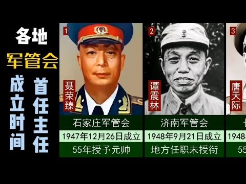 解放初期各地军管会成立时间及负责人