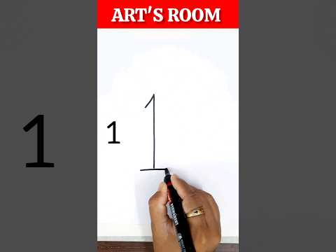 Easy Drawing With Number 1 | Easy Drawing For Beginners #shorts #youtubeshorts #artsroom