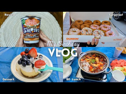 【Day in my Life】My Birthday VLOG - What I eat in a day - Present - cake - Cup noodle Review