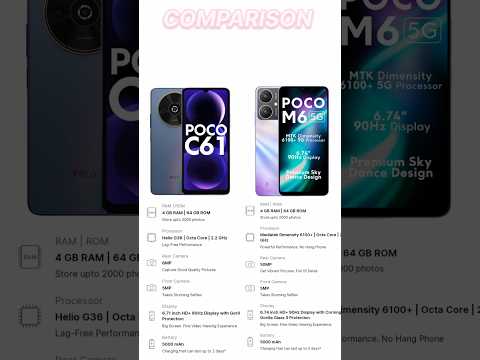 Poco m6 5g vs Poco c61 👍 poco c61 4g review 😲 poco m6 5g price #tecnicalguruji #vairalshort