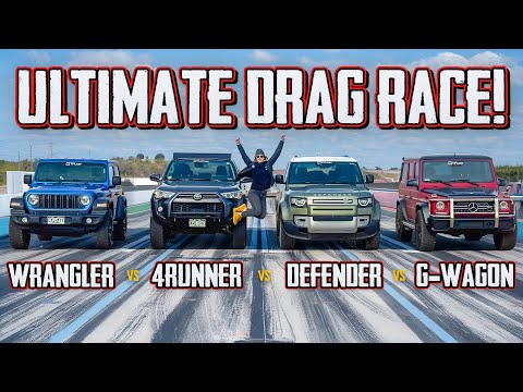 Wrangler v. 4Runner v. Defender v. G-Wagon Face Off In The ULTIMATE Off-Roader Drag Race!