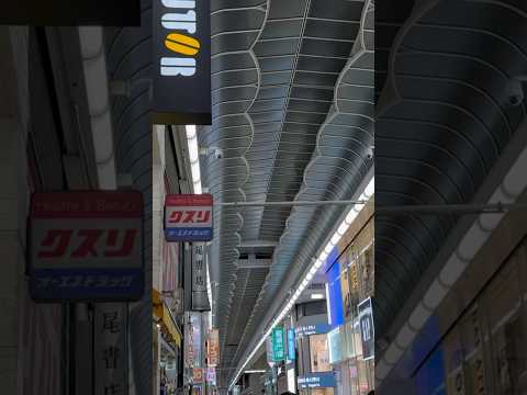 Shinsaibashi-suji, a popular shopping street in Osaka, Japan, features a covered arcade.