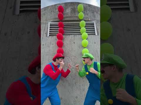 Mario Vs Luigi 🎈 Balloon Battle In Real Life (Wall Run Minigame)