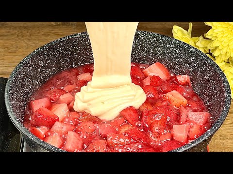 Famous strawberry cake without oven in 5 minutes! Just one egg!