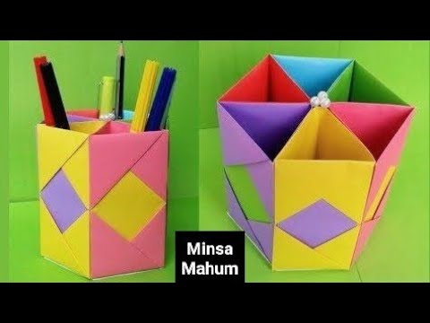 [DIY] Paper crafts Home decor ideas | Pen Stand Making with Paper /School craft /DIY Crafts  #shorts