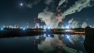 工場夜景タイムラプス 4K ～鹿島臨海工業地帯 2021年1月 ～ ／Factory Night View Japan Time Lapse 4K