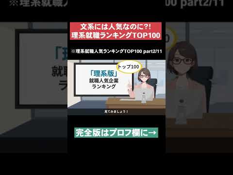 【文系には人気なのに？！】理系就職人気ランキングTOP100part2 #Shorts