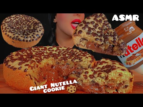 🍫🍪Nutella cookie pie with milk ASMR👅|목방 누텔라 거대 쿠키파이와 우유|eatingsounds🍪 Notalking 🐾