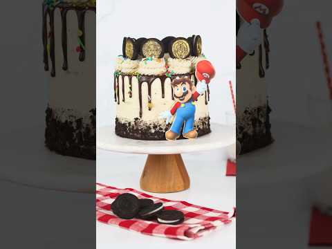 The CUTEST cake using SUPER MARIO OREOS😋#freeproduct