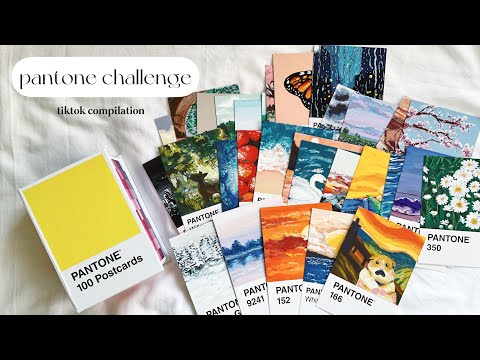 i painted on pantone postcards for 30 days [ tiktok compilation ]