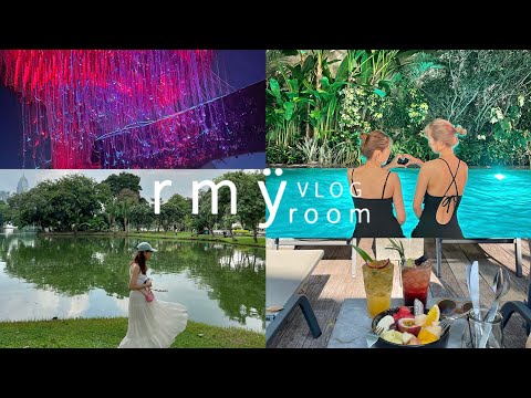 [Bangkok trip] part 2💖night pool  icon siam | Recommended rooftop bar🍷 Petty picnic at Lumpini Park