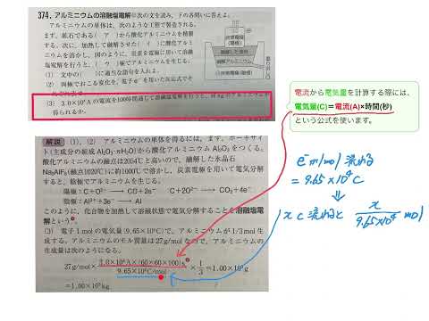 アルミニウムの溶融塩電解　Alは何gできますか？