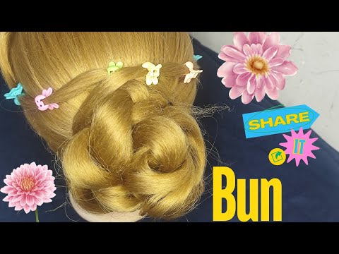 Very Cute Mini Cucher Bun Hair🤗||Braid Bun||#viralvideo #youtube #youtuber #1000subscriber #trending