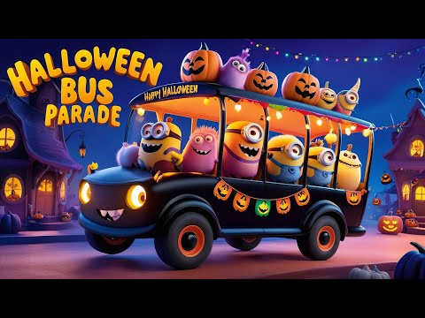 Wheels on the Bus Halloween Song | Cute Halloween Monsters for Kids | Halloween Parade Bus