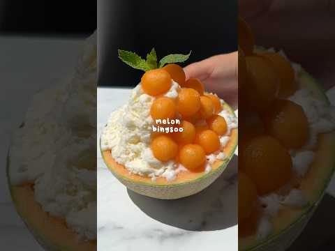 Making Korean Shaved Ice (Bingsoo) in a Melon! 🍧