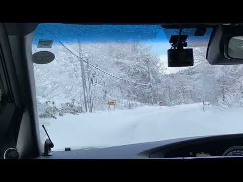 on the way to Hakodate Airport with  December blizzard and white-out in Winter , Hokkaido 2022