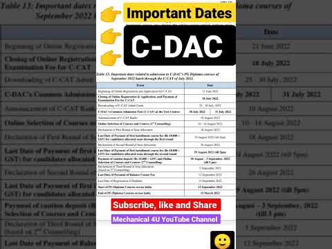 CDAC 2022 Important Dates | Sep Batch 🤑. #cdacseptemberbatchannounced #ccatexam2022 #ccatexam2022.