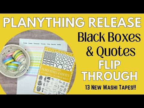 PLANYTHING RELEASE | BLACK BOXES & QUOTES STICKER BOOK FLIP THROUGH & WASHI TAPES