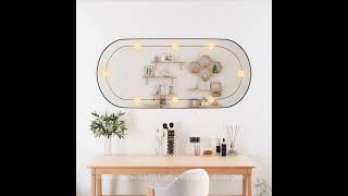 Wall Mirror with LED Lights 45x100 cm Glass Oval