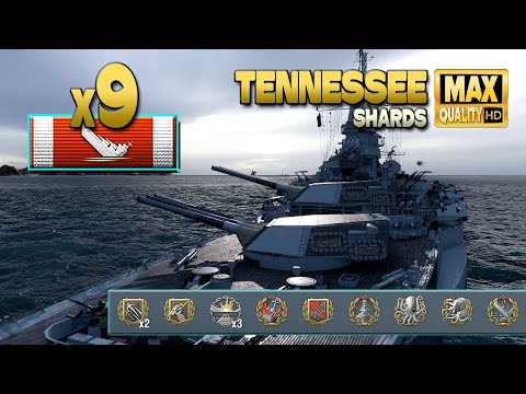 Battleship Tennessee: 9 ships destroyed on map Shards - World of Warships