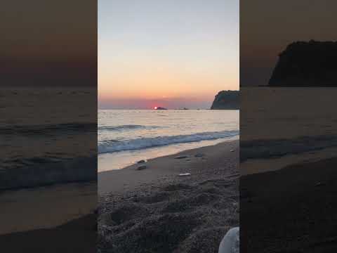 Beautiful sunset view at Buljarica beach in Montenegro filled with relaxing sounds of the sea.