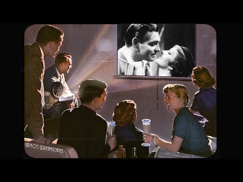 1940's Movie night on a projector ( Vintage Oldies playing in another room, old projector sounds )