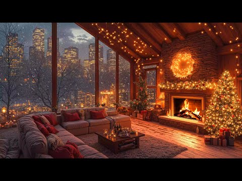 Christmas Jazz Music 2025 & Warm Crackling Fireplace Sounds to Relax 🔥 Cozy Christmas Room Ambience