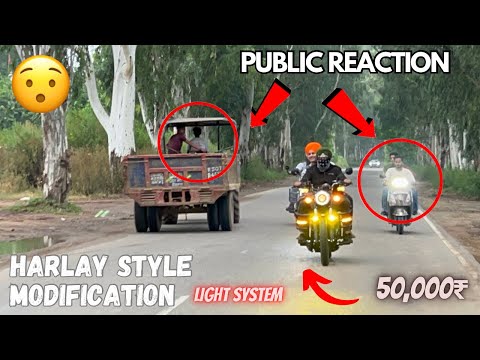 Royal Enfield Harlay Style Modification Public reaction 😍  50,000₹ light system