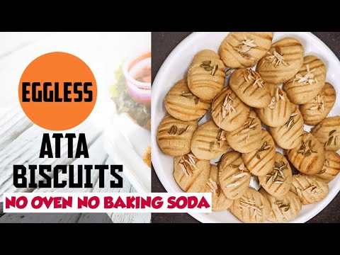 Atta biscuits recipe/Eggless biscuits without oven/No baking soda/4 ingredients recipe/Wheat cookies