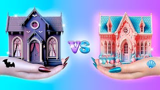 We Build a Tiny House! Mermaid vs Vampire!